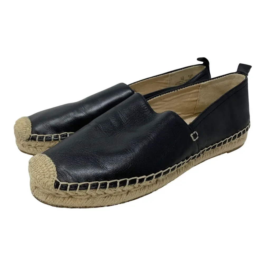 Sam Edelman Khloe Espadrille Slip On Flats Womens Size 7 Black Leather
